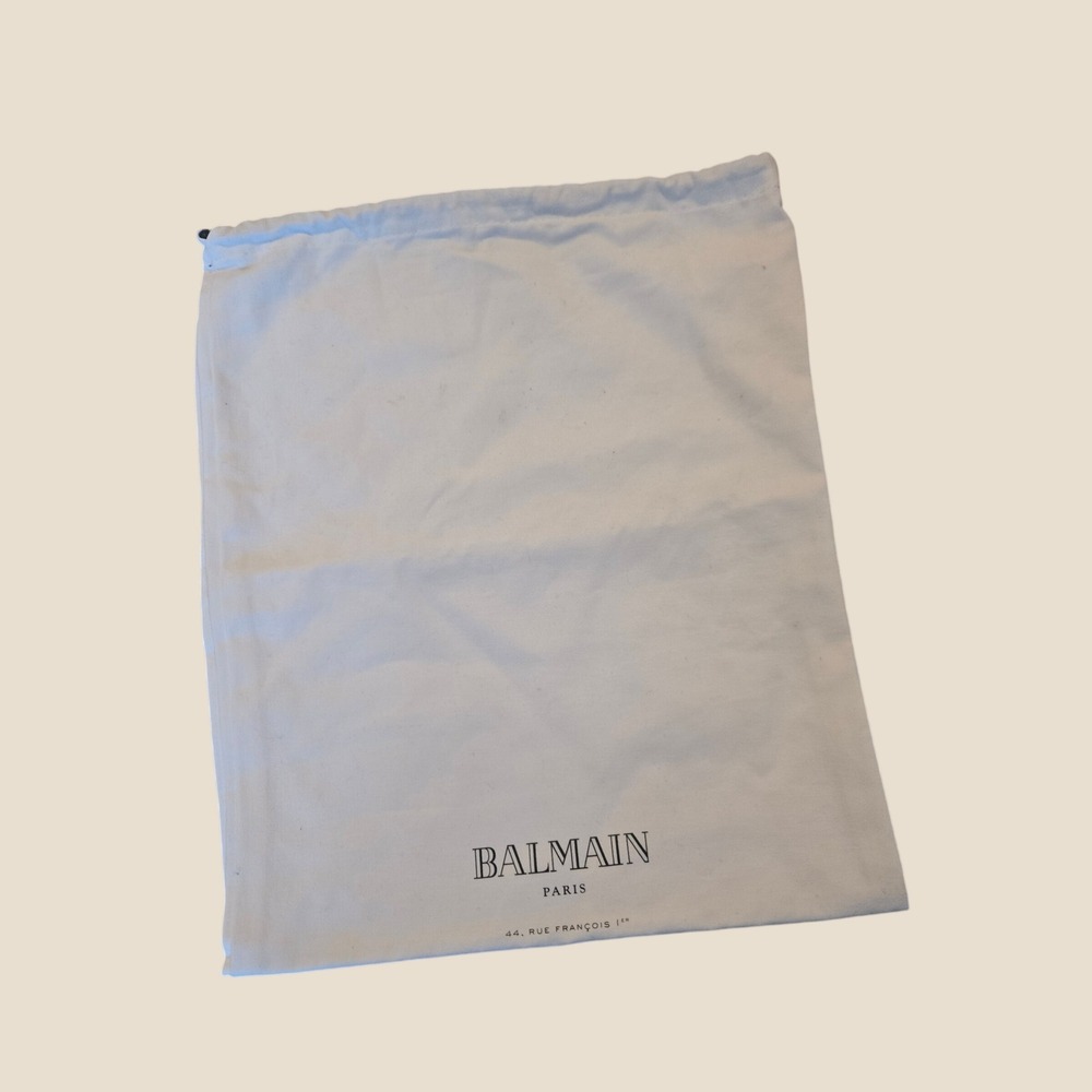 Balmain Paris Authentic White Cotton Drawstring Dust Bag Logo Storage Accessory